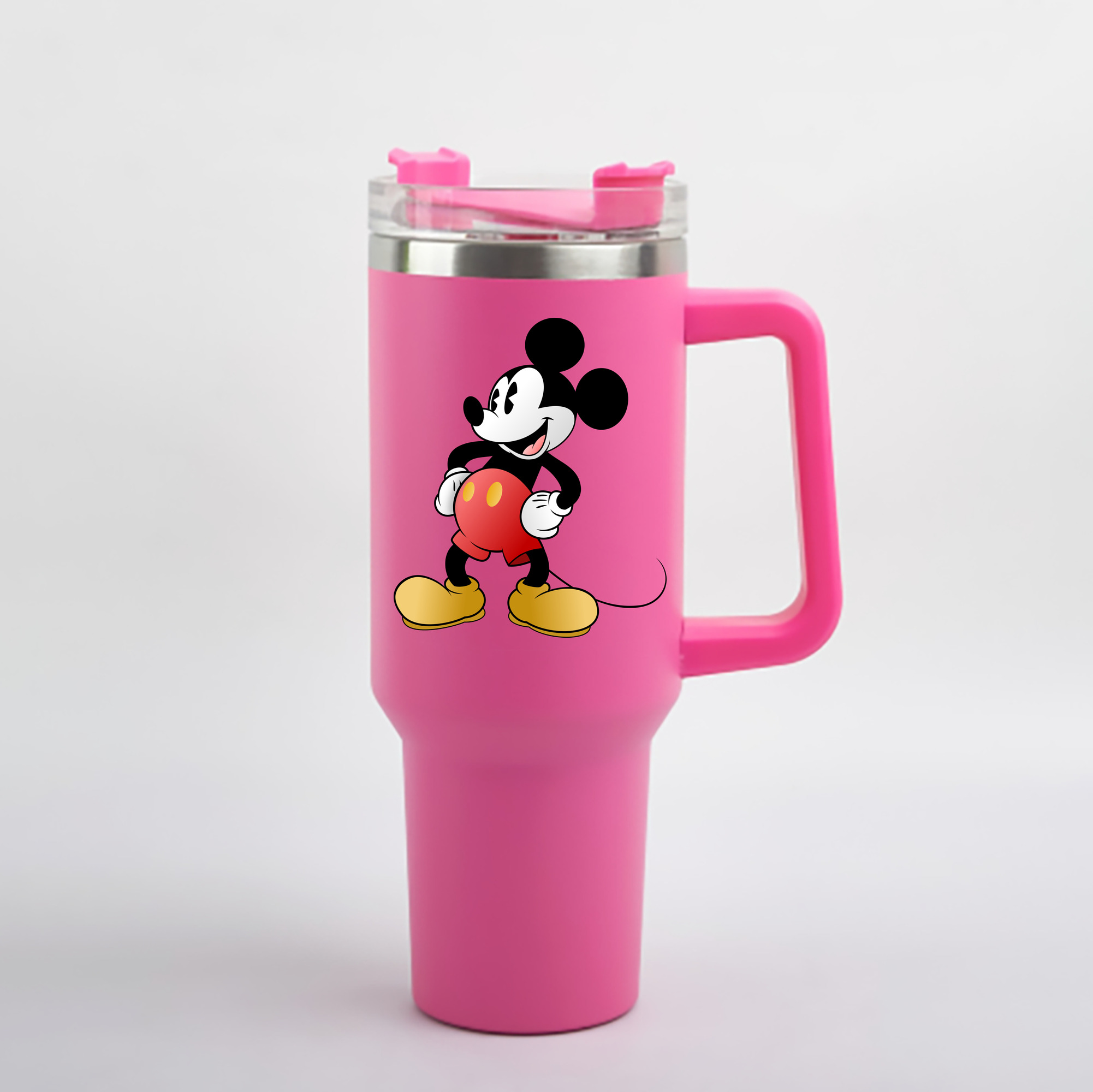 （画像用） ミッキーマウス Mickey Mouse 1200mL車用タンブラー - クリスタルステッカー（プラスチックストロー付き）